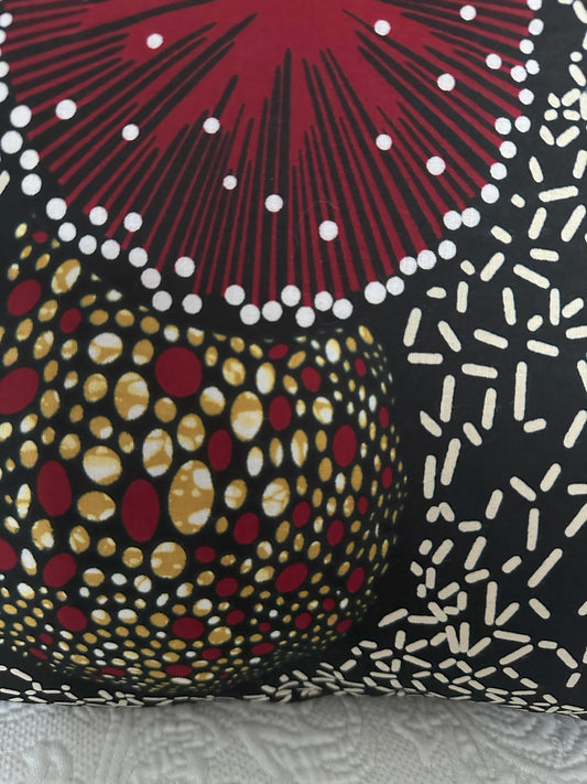 African Wax Fabric, Dotted Starbursts, 18-Inch Square Pillow Cover