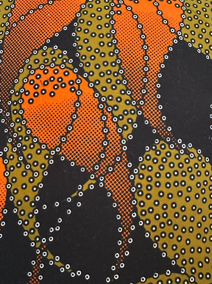 African Wax Fabric, Orange Ember Flow 18-Inch Square Pillow Cover