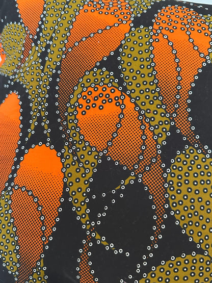 African Wax Fabric, Orange Ember Flow 18-Inch Square Pillow Cover